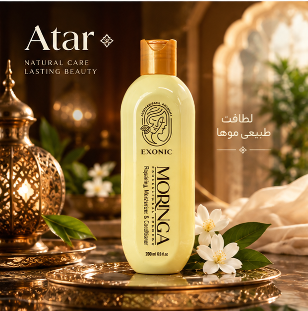 شامپو موی سر حاوی روغن مورینگا پرپشت کننده مو در یکماه برند اکسونیک 300میل